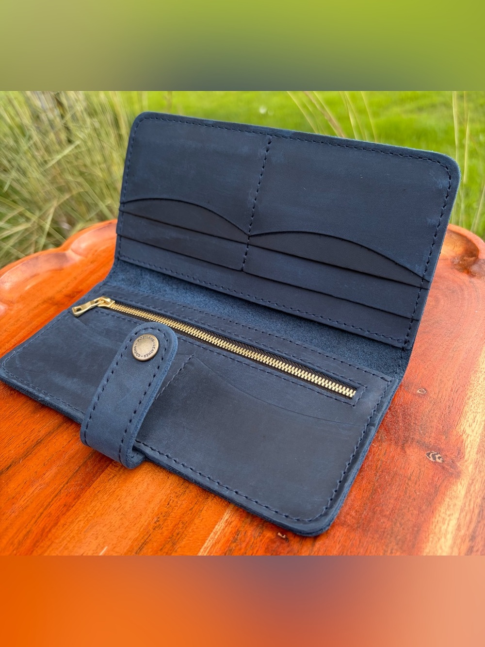Portland Leather Women’s Bifold Wallet Deep Water Blue EUC - Picture 5 of 14